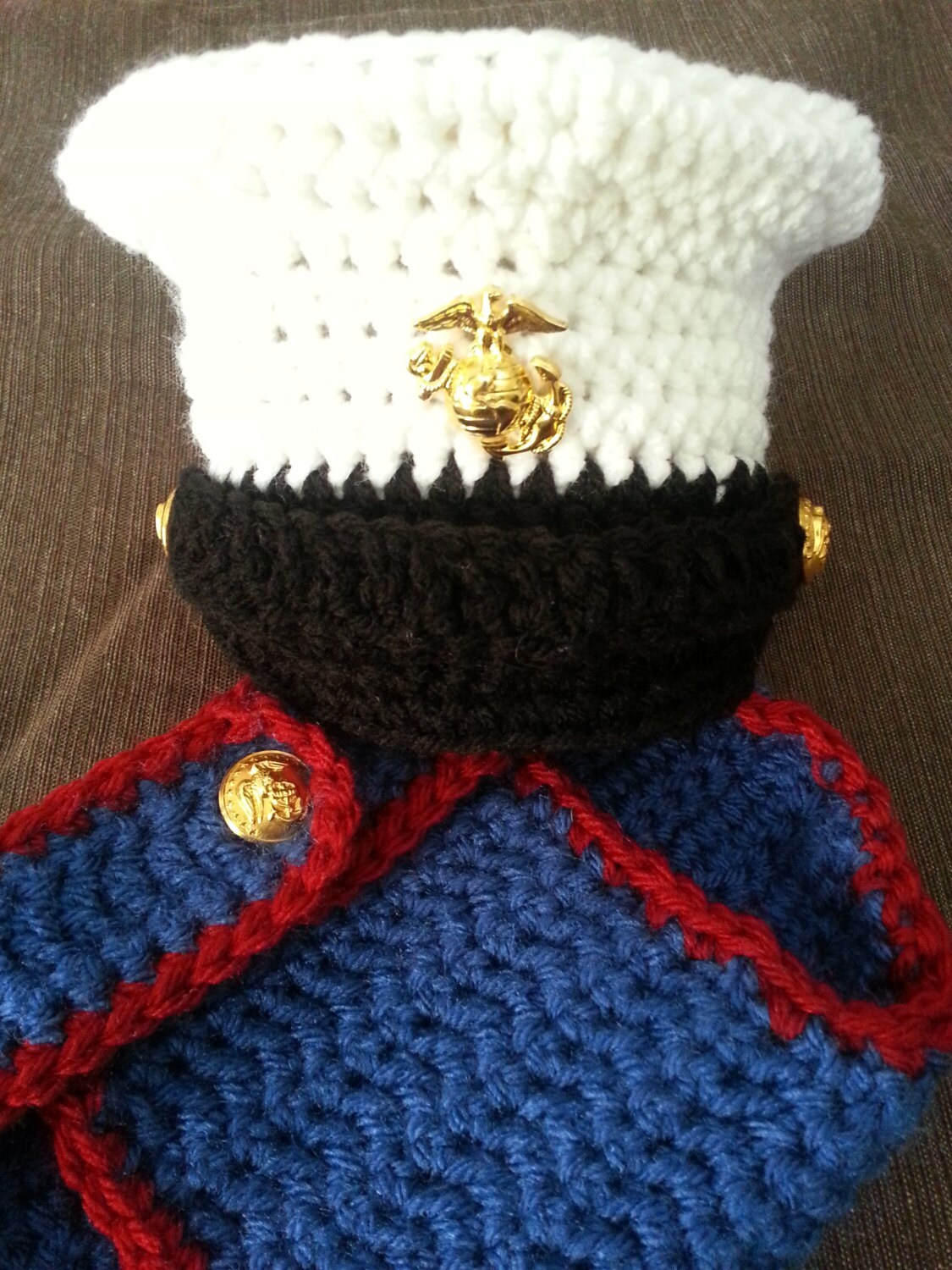 Baby Infant Marine Corps Cover Hat with Diaper Cover USMC Free