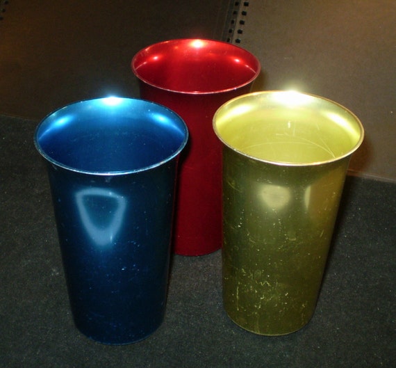 3 Vintage '50s '60s Aluminum Tumblers Drink Cups