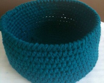 Crochet Basket, Large Crochet Basket, Teal Basket, Teal Crochet Basket, Crochet Storage Basket, Towel Basket, Kitchen Basket, Ready to Ship