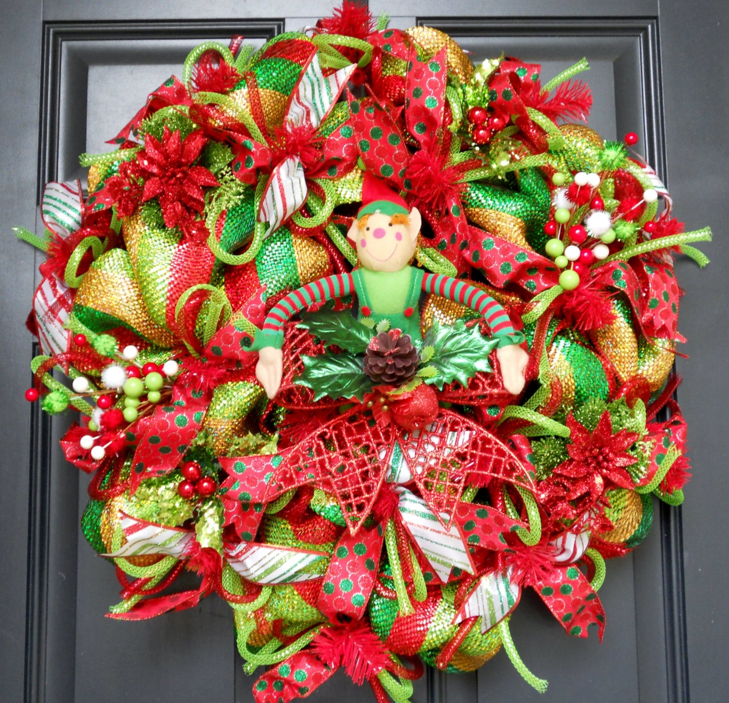 Christmas Deco Mesh Wreath FREE Wreath Hanger Poly Deco