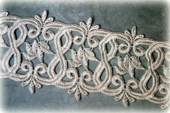 Ivory Lace Trim, Venice Lace Trim for Appliques, Altered Art, Costumes, Lace Jewelry, Headbands, Sashes, Sewing, Crafts GL-105