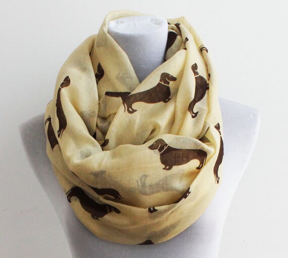 Dachshunds Scarf Beige Dog Infinity Scarf Puppy Scarf Dog