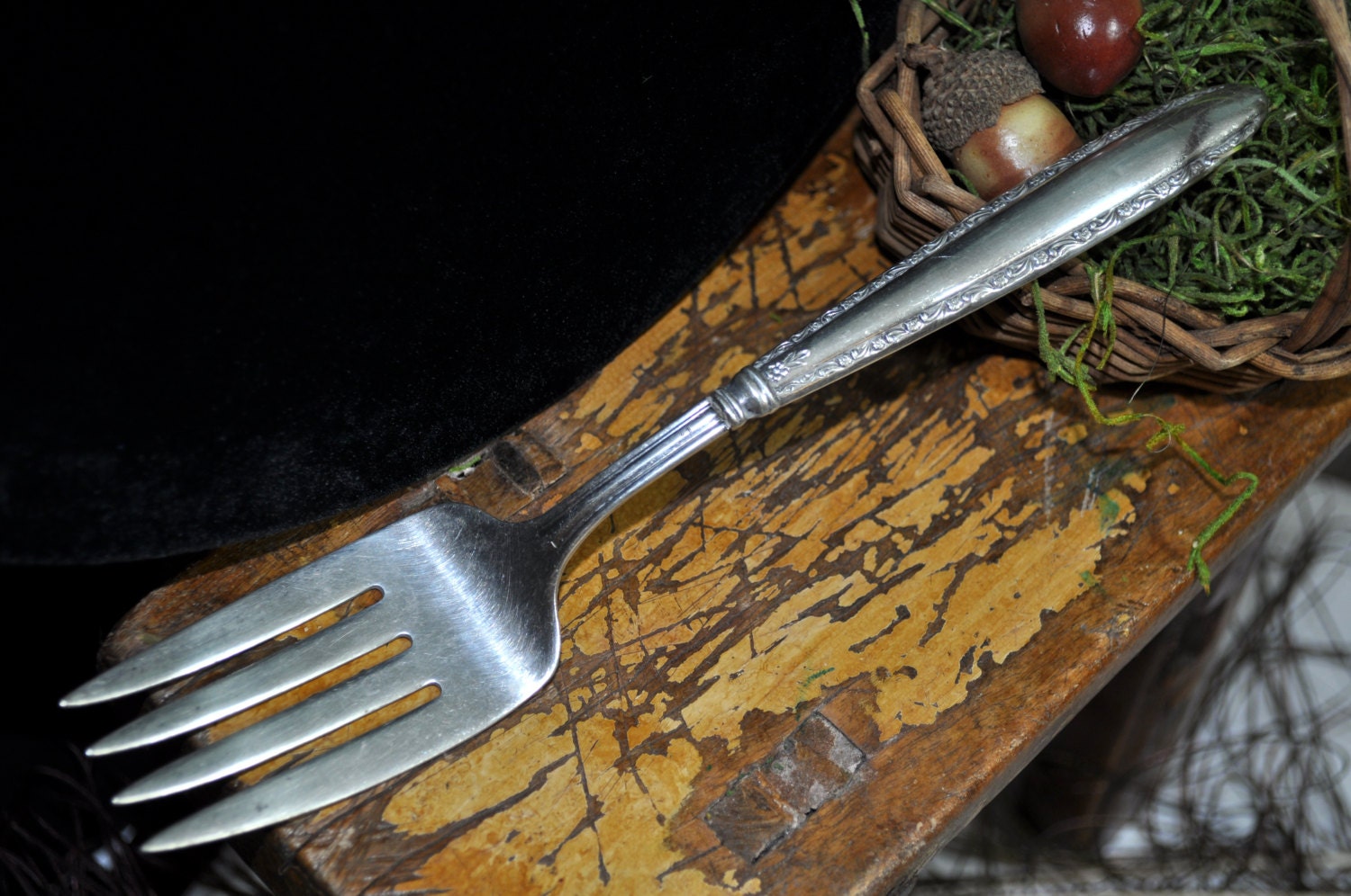 Sterling Silver Serving Fork, vintage silver fork, Meat Fork Antique
