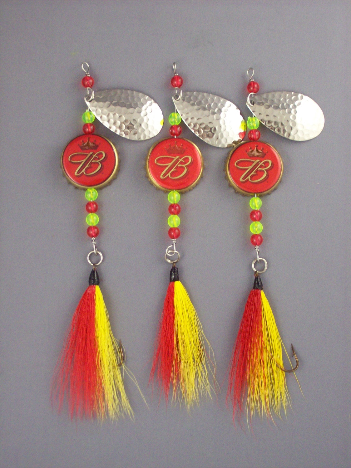 Bud Budweiser Beer cap fishing lures Set of by MoreFishingLures