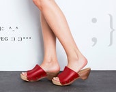 Sale 50% off Red clogs - red mules - Handmade by ImeldaShoes