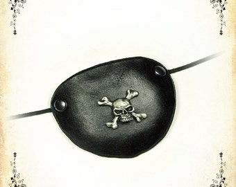 Skull Leather Eye Patch, pirate eyepatch for LARP, action roleplaying and cosplay