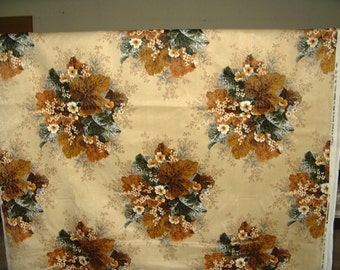 NEW Vintage velvet upholstery fabric brown, rust, tan floral design Hard to find! 1982