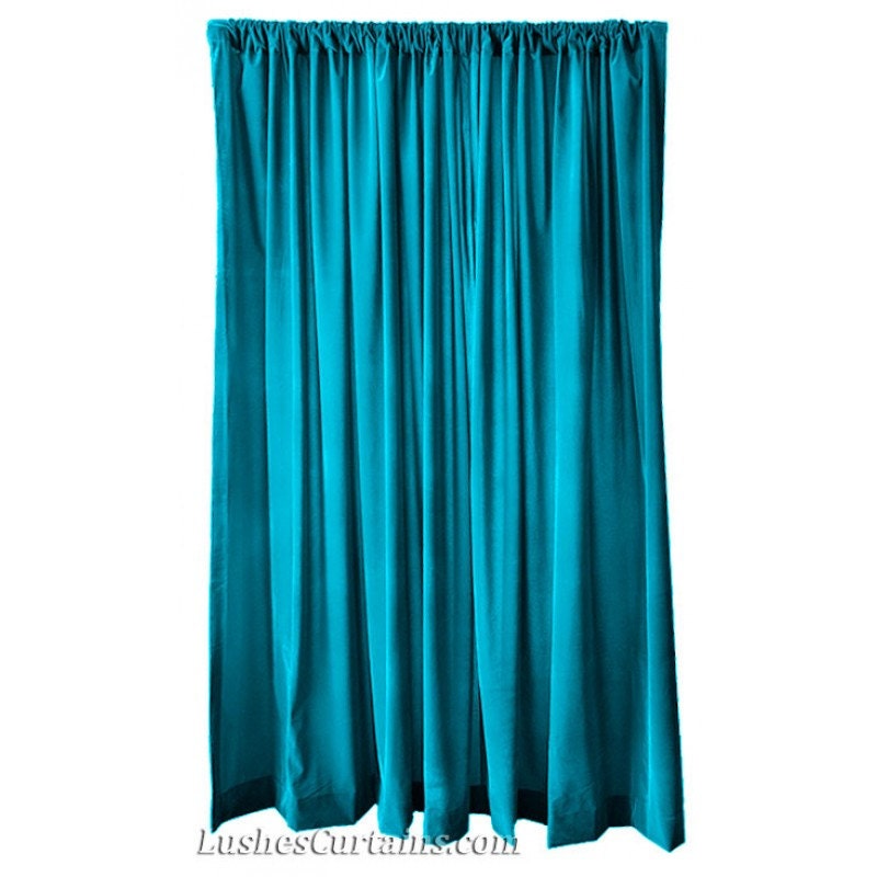 Turquoise Velvet 84 inch Curtain Long Panels Wide Ready Made