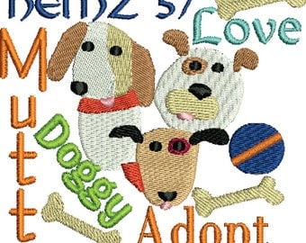 embroidery design Dog heinz 57 adopt a dog Embroidery Design 2 sizes, rescue dog