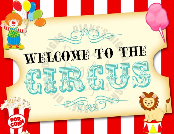 Printable DIY Welcome to the Circus Sign 8.5 x