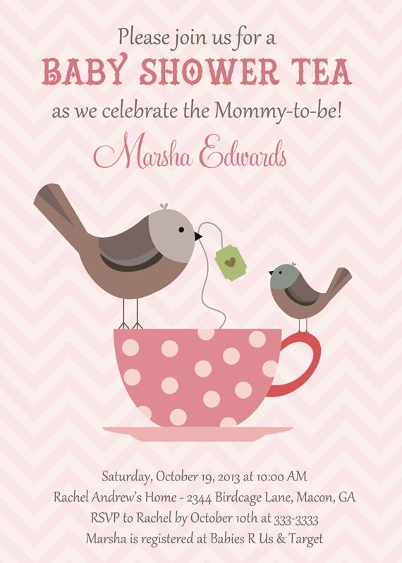 Birds & Teacup Baby Shower Tea Invitation - Printable Il_570xn