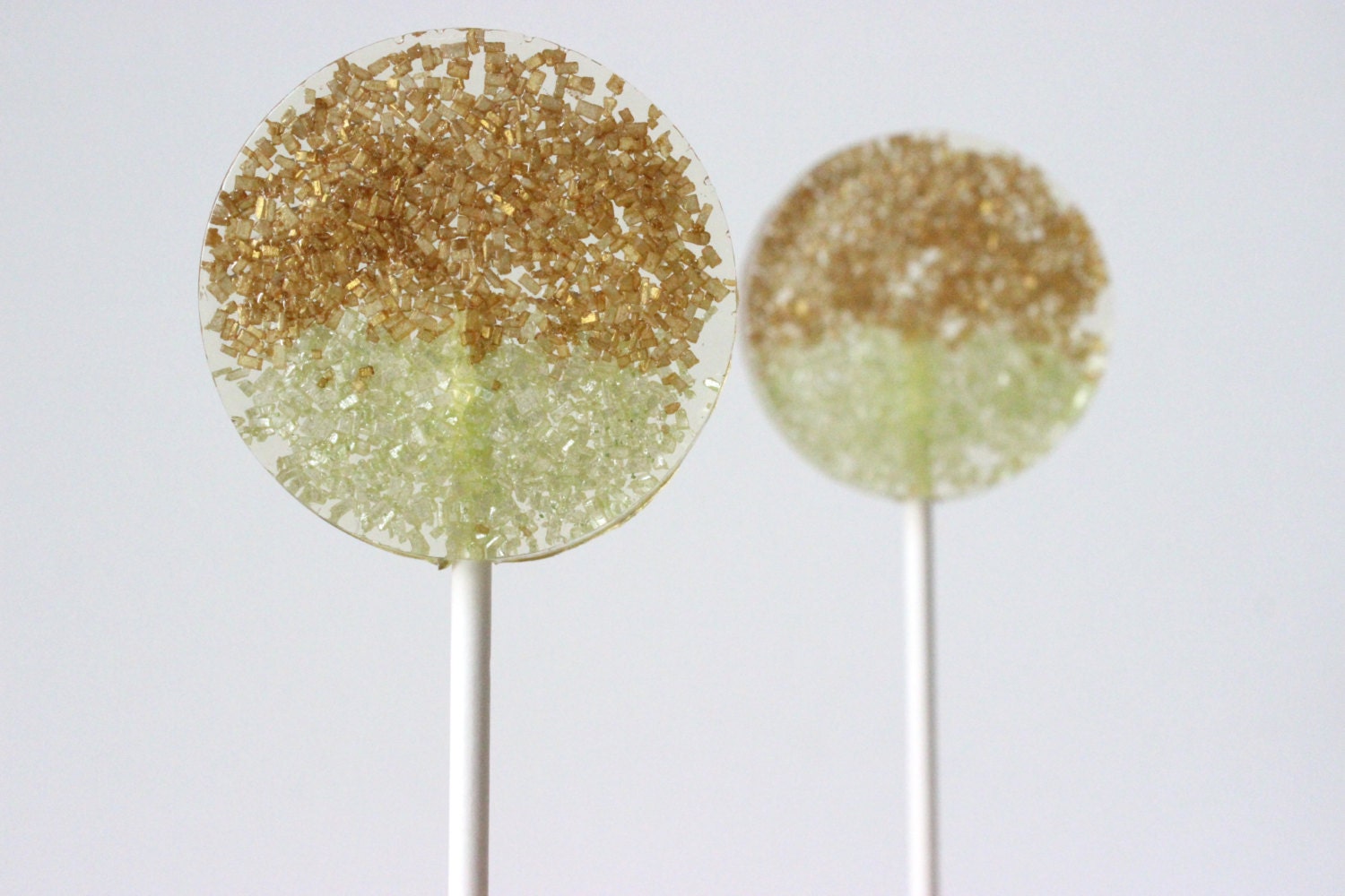 Gold and Mint Lollipops Hard Candy by SweetCarolineConfect on Etsy