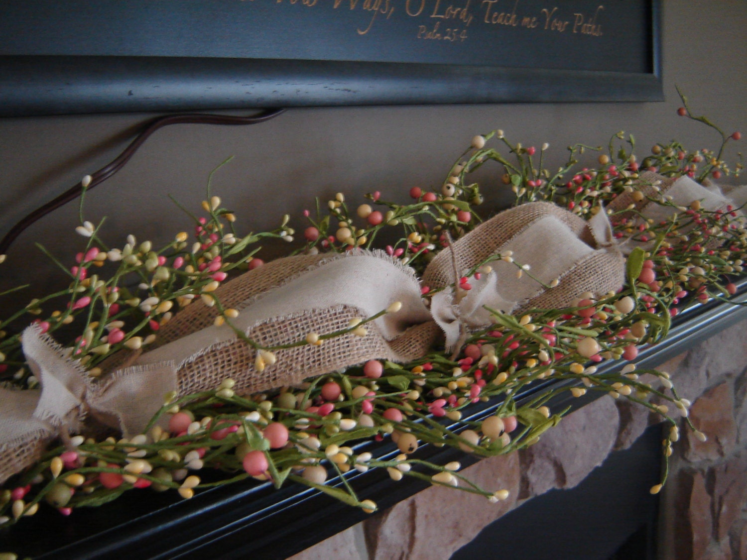 LAST ONE Spring Mantle Garland Easter Mantel Garland Berry