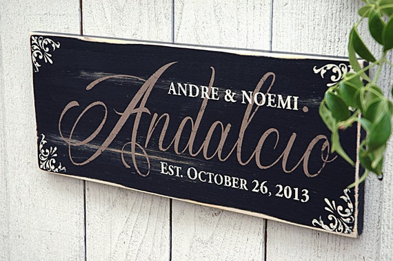 rustic Established  Hand  Distressed Wood established on Painted Family Rustic Sign signs family