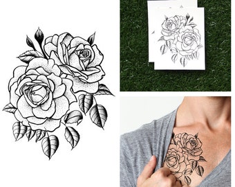 Twin Rose - Temporary Tattoo (Set of 2)