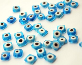 Wholesale Turkish Evil Eye Beads Flat turquoise Color Glass Beads Set of 40 Pieces Blue Nazar Evil Eye Colourful Blue From Turkey