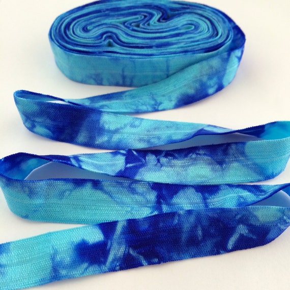 5/8 Hand Dyed Tie Dye Fold Over Elastic by ElasticHairBandz