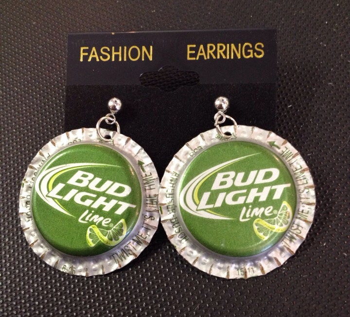 Bud Light Lime beer Cap Bottle Cap Earring Jewelry Earing