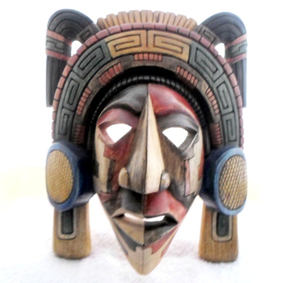 Aztec Warrior Mask OOAK by Grumpy by TheFantasticAztec on Etsy