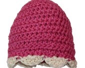 Raspberry Beanie With Scalloped Trim Raspberry Beanie With Scalloped Trim