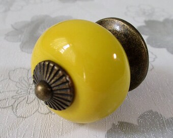 Yellow Dresser Knobs Drawer Knob Kitchen Cabinet Knobs Pulls Handles Rustic Antique Bronze Door Handle Pull Ceramic Knobs Colorful Hardware