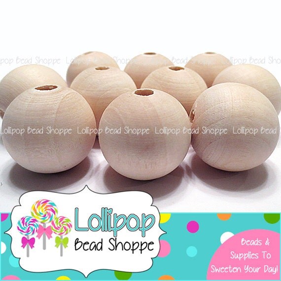BULK 20mm NATURAL Unfinished Wood Beads Handcrafted ECO