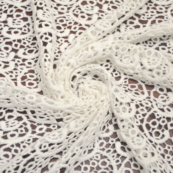 Natural Cotton Off White Lace Fabric by the yard Cotton Lace