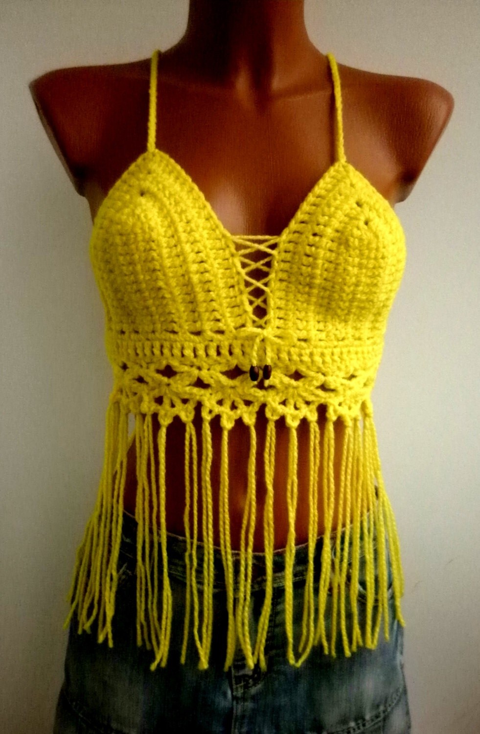 CROCHET FESTIVAL TOP Halter Beach Clothes Crop Top by EliSmile