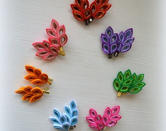 Kanzashi fabric flowers hair clip (a set from 2 pieces)