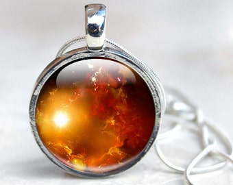 Space Glass Necklace - Space Glass Pendant Necklace (Space 9)