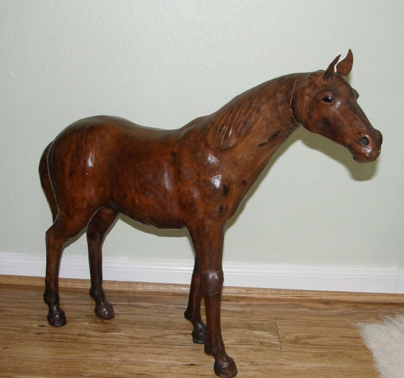 large leather horse statue