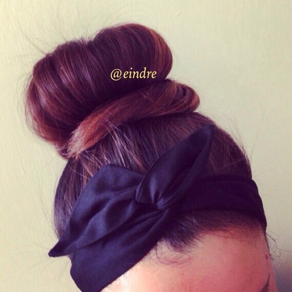 Everyday Black Dolly Bow Headband, Wire Option Available