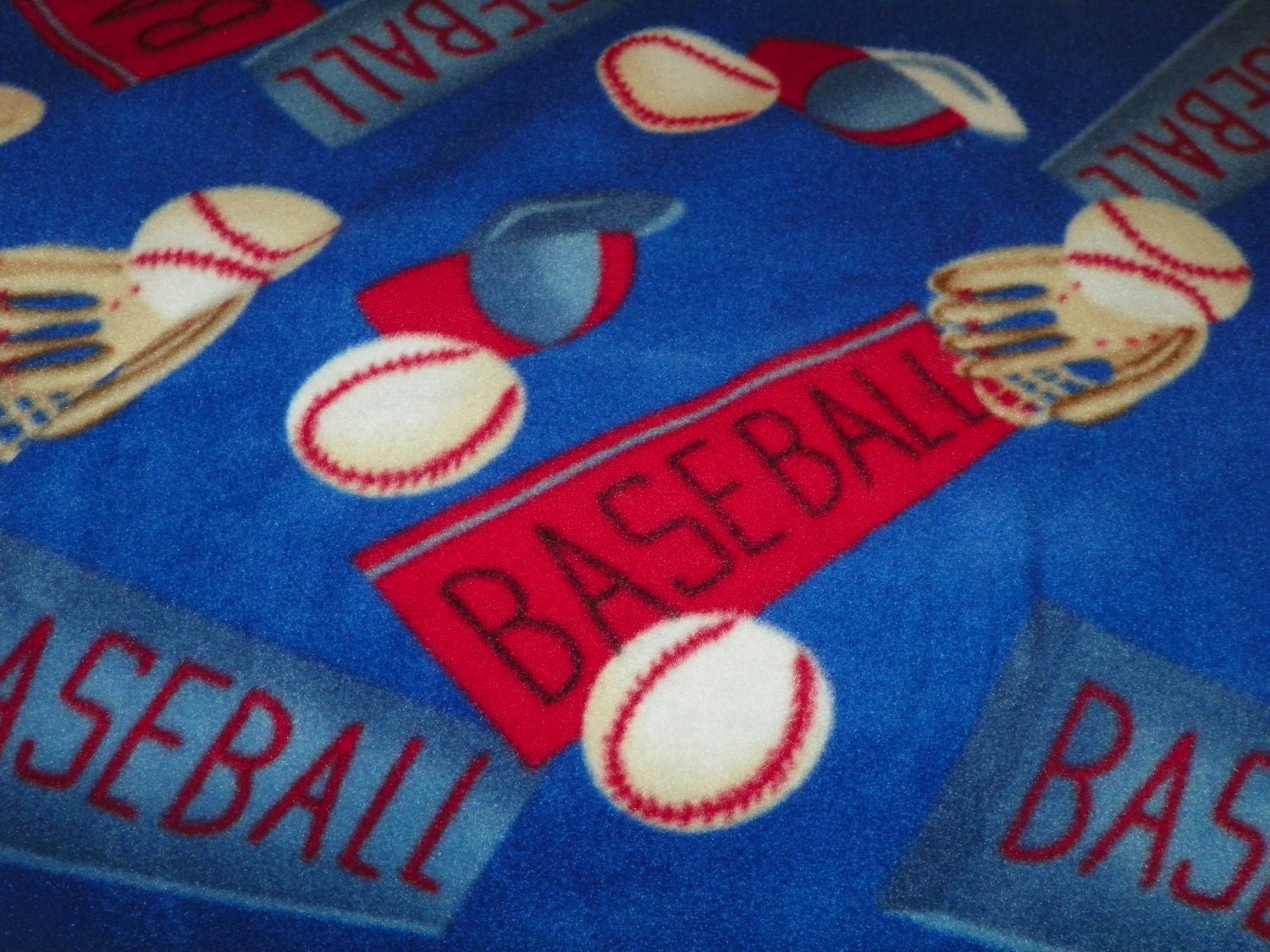 Baseball Fleece Blanket for Choose from Navy or Black backing