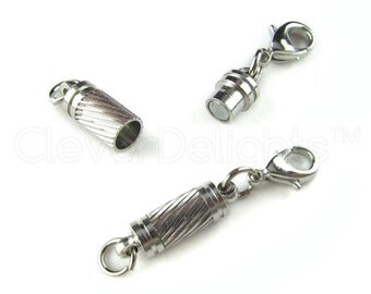 20 Magnetic Clasp Converters Shiny Silver Color Spiral
