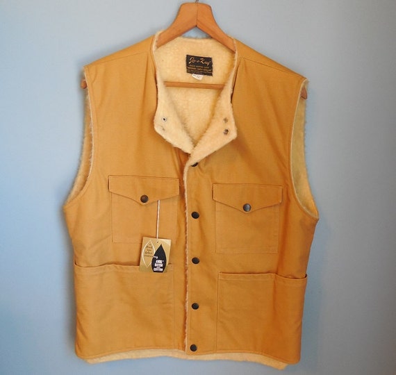 70s MENS HUNTING VEST / sherpa lined vest / vintage hunting gear ...