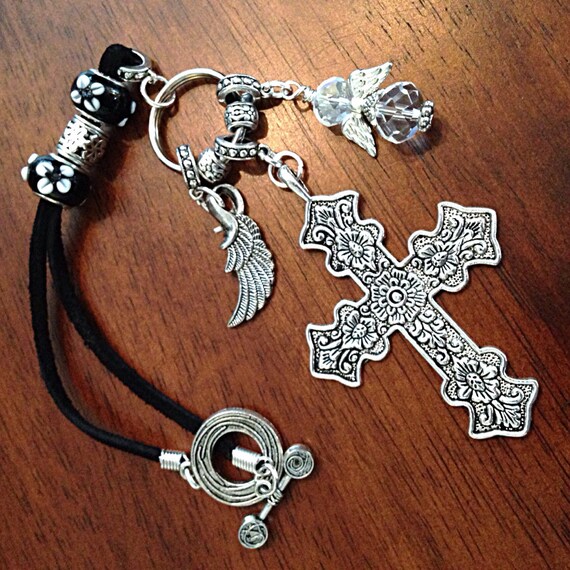 Rearview Mirror Charm Keychain Christian Keychain by DorysBoutique