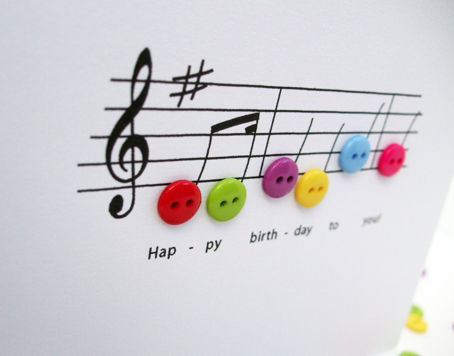 Happy Birthday Music Card Birthday Card with Button by Nikelcards