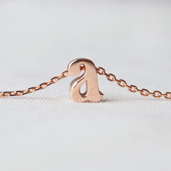 Solid 14K Rose Gold Personalized Initial Necklace