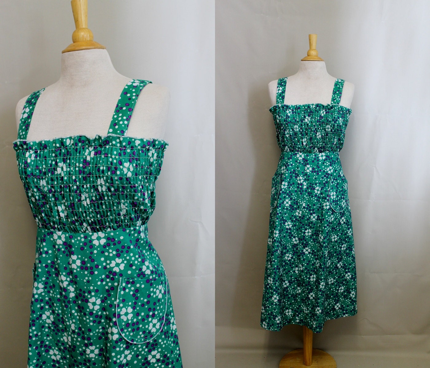 70s Sundress Dress / Plus Size Prairie Dress L