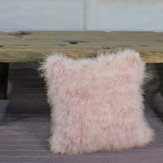 Items similar to Marabu Ostrich Feather Pillow Cushion 16x16" on Etsy