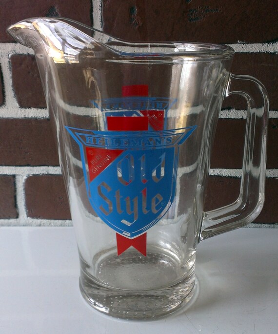 Vintage Heileman's Old Style Beer Glass Pitcher by HunkoFunko