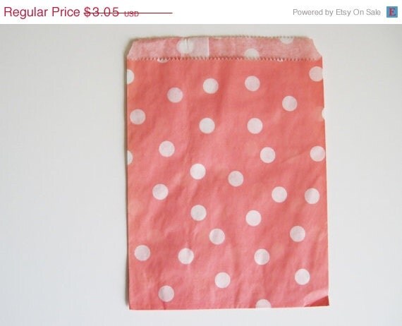 ON SALE 12 Pink DOT Designer Party Favor Bags, Weddings, Birthday, Showers Il_570xn