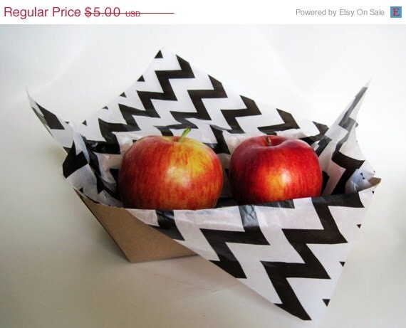 ON SALE 25 Sheets of Black and White CHEVRON Deli Sandwich Wrap Wrapping Paper 12" x 12" Il_570xn