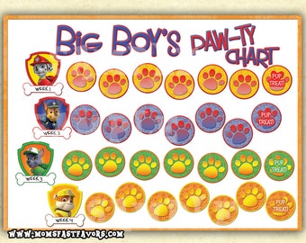 Paw Patrol Potty Chart - Potty Training Chart - Boy Paw 