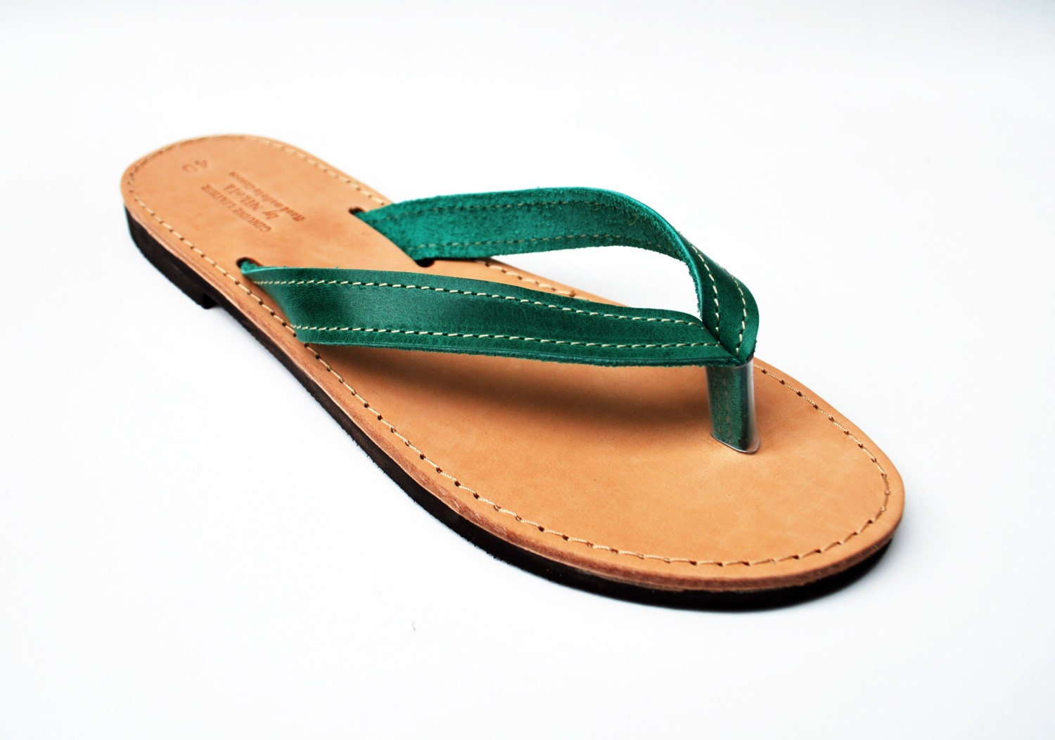 Leather Sandal For Women Green Flip Flops