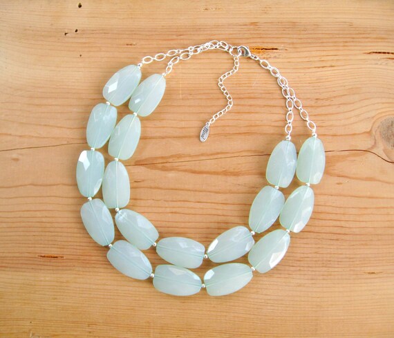 Items similar to Light Mint Statement necklace, Chunky Mint necklace on ...
