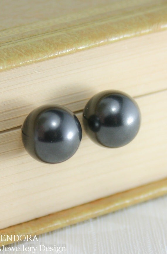 Black pearl earringsBlack pearl stud earrings10mm pearl