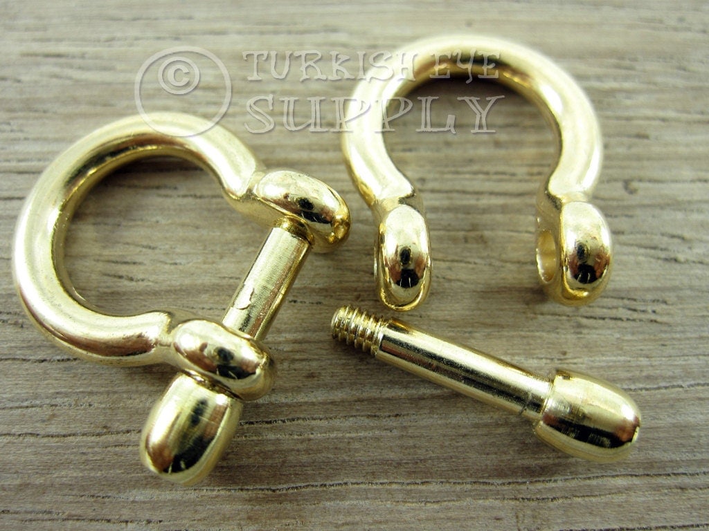2 Pc U Lock Clasp for Leather Rope Cord Bracelets Gold Plated