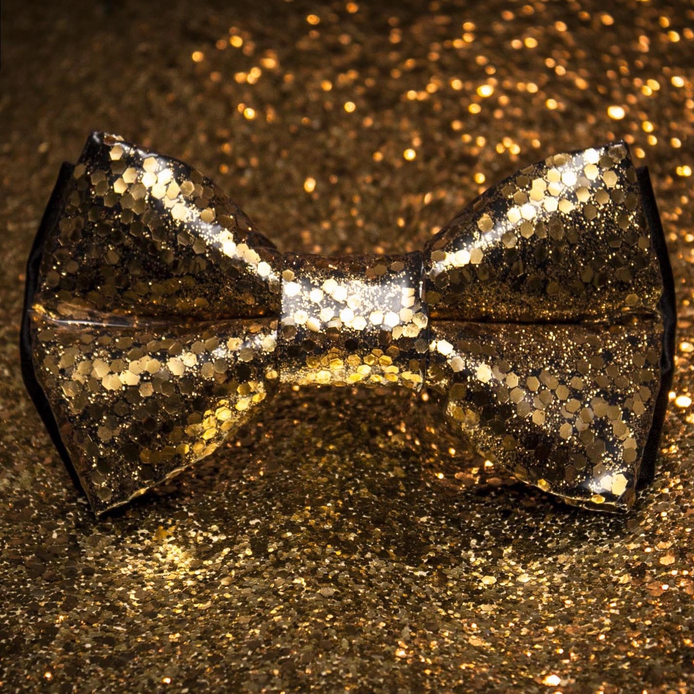 Gold Glitter Bow Tie