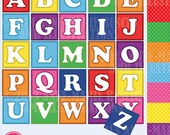 80% OFF Block letters with polka dot background clipart and papers vector graphics, digital clipart, instant download AMB-360 Il_170x135